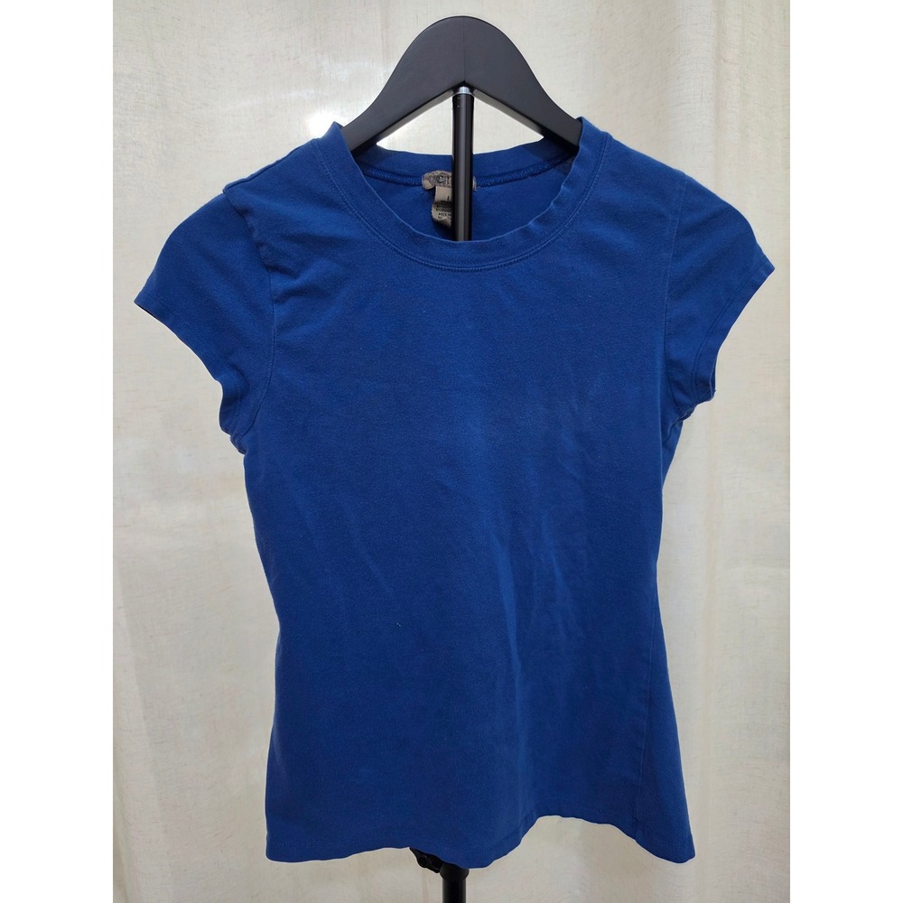 Closet Womens Royal Blue Cotton Spandex Short Sleeve Crewneck T-Shirt Size L